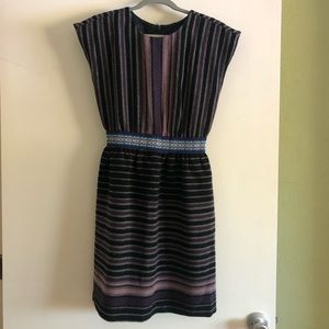Anna Sui Purple Wool Striped Dress